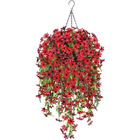 Artificial Fake Hanging Flowers Plants with Basket Spring Outdoor - Picture 1 of 8